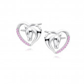 Cercei argint Unicorn si inima cu pietre roz DiAmanti Z1730E_ROW-DIA